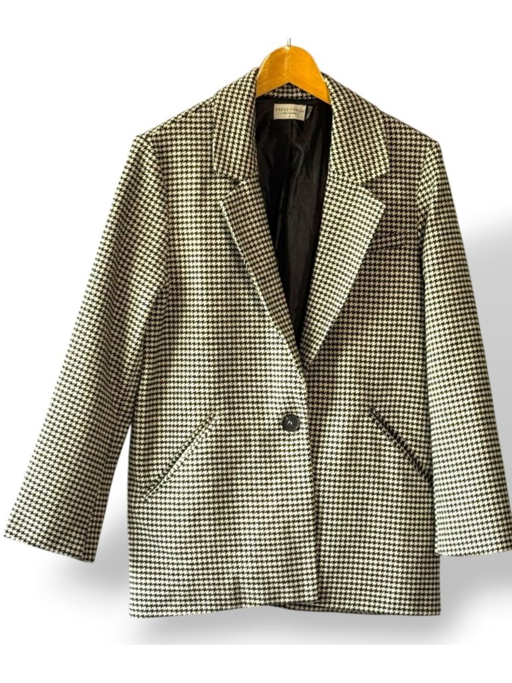 Dress Forum Houndstooth Blazer Wool Blend Classic Tailored Fit - Small